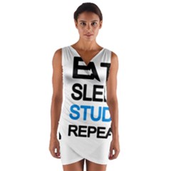 Eat Sleep Study Repeat Wrap Front Bodycon Dress by Valentinaart