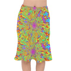 Magic Ripples Flower Power Mandala Neon Colored Mermaid Skirt by EDDArt