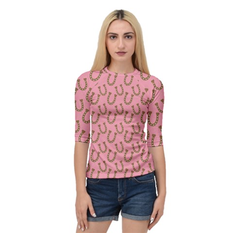 Horse Shoes Iron Pink Brown Quarter Sleeve Tee by Mariart