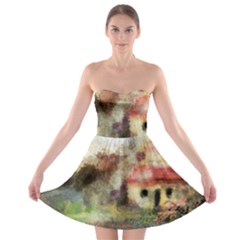 Old Spanish Village Strapless Bra Top Dress by digitaldivadesigns