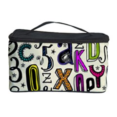 Colorful Retro Style Letters Numbers Stars Cosmetic Storage Case by EDDArt