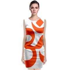 Hindu Om Symbol (orange) Sleeveless Velvet Midi Dress by abbeyz71