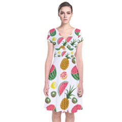 Fruits Pattern Short Sleeve Front Wrap Dress by Nexatart