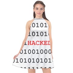 Binary Black Cyber Data Digits Halter Neckline Chiffon Dress  by Nexatart