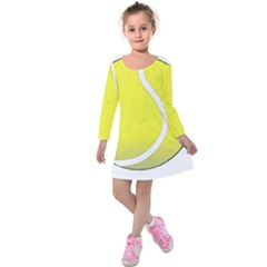 Tennis Ball Ball Sport Fitness Kids  Long Sleeve Velvet Dress by Nexatart