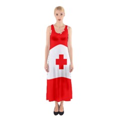 Tabla Laboral Sign Red White Sleeveless Maxi Dress by Mariart