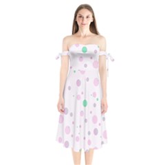 Decorative Dots Pattern Shoulder Tie Bardot Midi Dress by ValentinaDesign