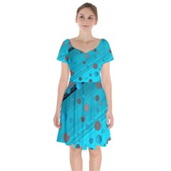 Decorative Dots Pattern Short Sleeve Bardot Dress by ValentinaDesign