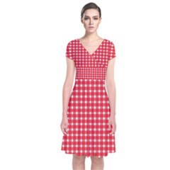 Pattern Diamonds Box Red Short Sleeve Front Wrap Dress by Nexatart