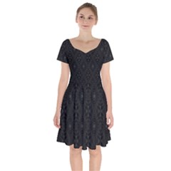 Star Black Short Sleeve Bardot Dress by Mariart