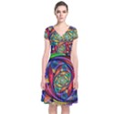 Eye of the Rainbow Short Sleeve Front Wrap Dress View1