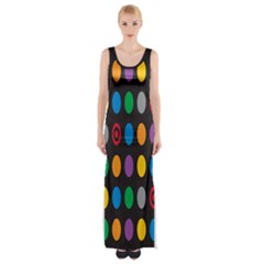 Polka Dots Rainbow Circle Maxi Thigh Split Dress by Mariart