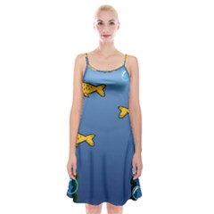 Water Bubbles Fish Seaworld Blue Spaghetti Strap Velvet Dress by Mariart