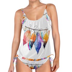Watercolor Feathers Tankini by LimeGreenFlamingo