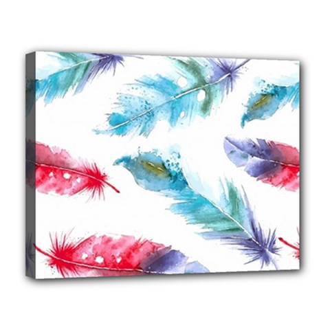 Watercolor Feather Background Canvas 14  X 11  by LimeGreenFlamingo