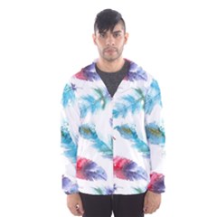 Watercolor Feather Background Hooded Wind Breaker (men) by LimeGreenFlamingo