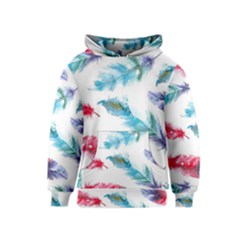Watercolor Feather Background Kids  Pullover Hoodie by LimeGreenFlamingo