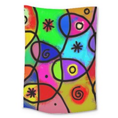 Digitally Painted Colourful Abstract Whimsical Shape Pattern Large Tapestry by BangZart