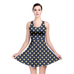 Navy/gold Polka Dots Reversible Skater Dress by Colorfulart23