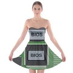 Computer Bios Board Strapless Bra Top Dress by BangZart