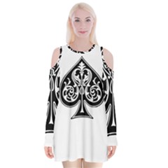 Acecard Velvet Long Sleeve Shoulder Cutout Dress by prodesigner