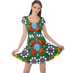 Cute Floral Mandala  Cap Sleeve Dress by paulaoliveiradesign