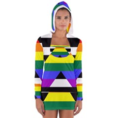 Straight Ally Flag Long Sleeve Hooded T-shirt by Valentinaart