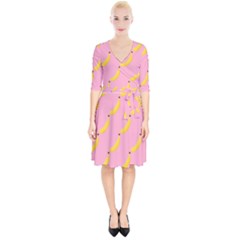 Banana Fruit Yellow Pink Wrap Up Cocktail Dress by Mariart