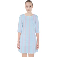 Bleu Pink Line Vertical Pocket Dress by Mariart