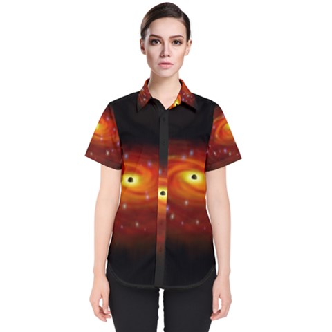 Space Galaxy Black Sun Women s Short Sleeve Shirt by Mariart