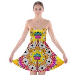 Fantasy Flower In Tones Strapless Bra Top Dress by pepitasart