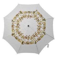 Happy Diwali Gold Golden Stars Star Festival Of Lights Deepavali Typography Hook Handle Umbrellas (medium) by yoursparklingshop