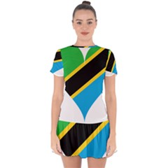 Heart Love Tanzania East Africa Drop Hem Mini Chiffon Dress by Celenk