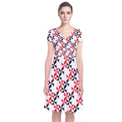 Pattern Short Sleeve Front Wrap Dress by gasi