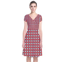 Pattern Short Sleeve Front Wrap Dress by gasi