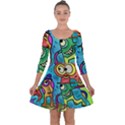 Painting Painted Ink Cartoon Quarter Sleeve Skater Dress View1