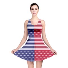 American Flag Patriot Red White Reversible Skater Dress by Celenk