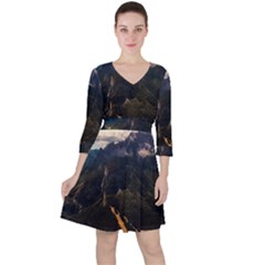Italy Valley Canyon Mountains Sky Ruffle Dress by BangZart