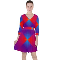 Geometric Blue Violet Red Gradient Ruffle Dress by BangZart
