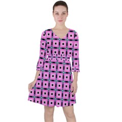 Pattern Pink Squares Square Texture Ruffle Dress by BangZart