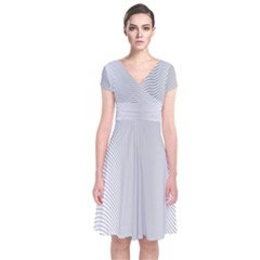 Monochrome Curve Line Pattern Wave Short Sleeve Front Wrap Dress by BangZart