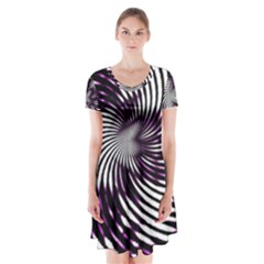 Background Texture Pattern Short Sleeve V-neck Flare Dress by Celenk