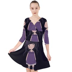 Dolly Girl In Purple Quarter Sleeve Front Wrap Dress	 by Valentinaart