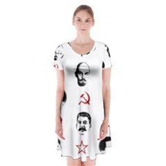 Communist Leaders Short Sleeve V-neck Flare Dress by Valentinaart