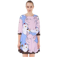 Go Vegan - Cute Pig And Chicken Smock Dress by Valentinaart