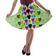 Summer Time In Lovely Hearts A-line Skater Skirt by pepitasart