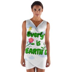 Earth Day Wrap Front Bodycon Dress by Valentinaart