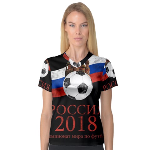 Russia Football World Cup V-neck Sport Mesh Tee by Valentinaart