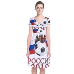 Russia Football World Cup Short Sleeve Front Wrap Dress by Valentinaart