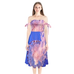 Purple Jellyfish Shoulder Tie Bardot Midi Dress by trendistuff